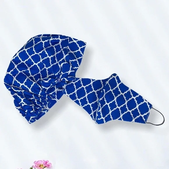 Women's cotton hat combined with masks Blue - Picture 3 of 7